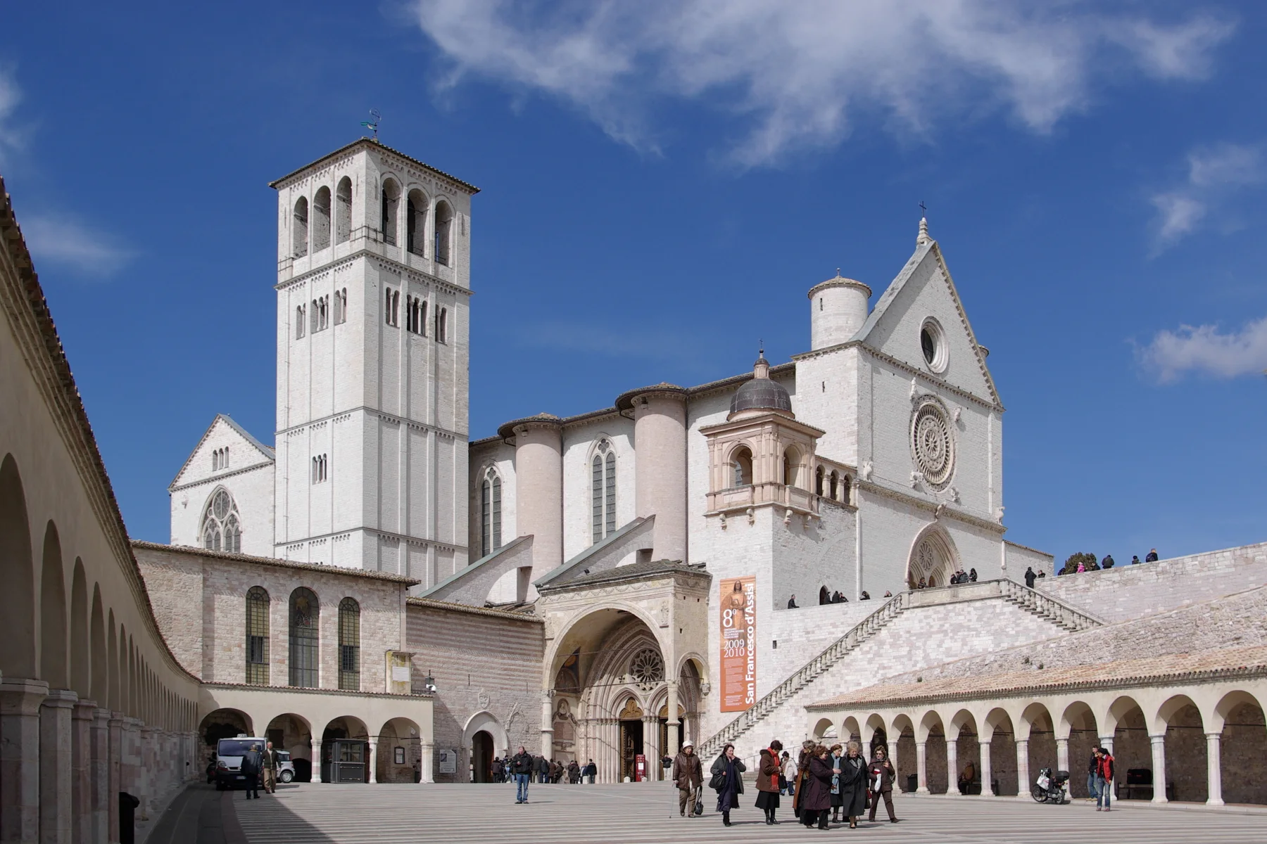 The Basilica of St. Francis above the Umbrian landscape